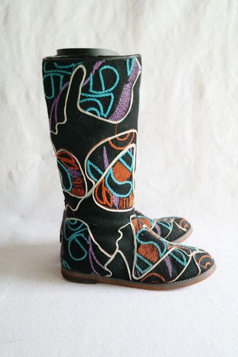Vintage stiefel schwarz bunt - schwarz,